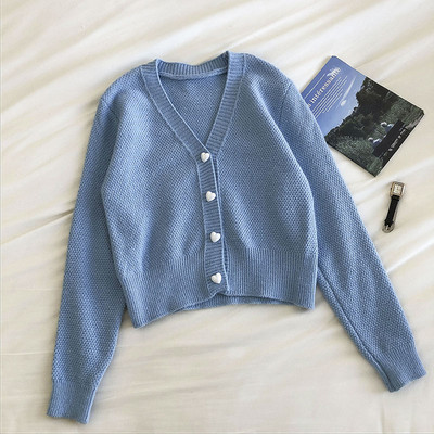 Γυναικεία πλεκτή ζακέτα με κουμπιά και μακριά μανίκια