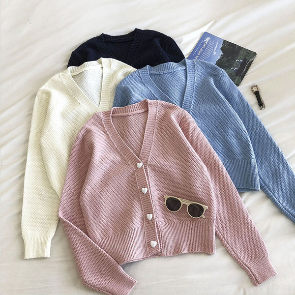 Γυναικεία πλεκτή ζακέτα με κουμπιά και μακριά μανίκια