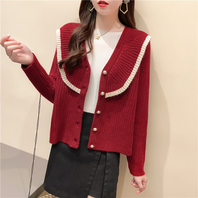 Uue mudeli naiste nööpide ja spitsikaelusega kardigan