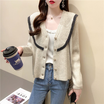 Uue mudeli naiste nööpide ja spitsikaelusega kardigan