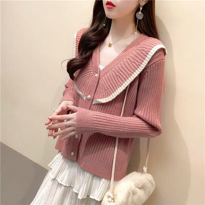 Uue mudeli naiste nööpide ja spitsikaelusega kardigan