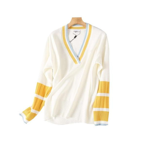 Ženski jesenski pulover s V izrezom