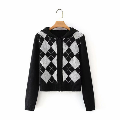 Κοντή αρό ζακέτα με φερμουάρ και κουκούλα