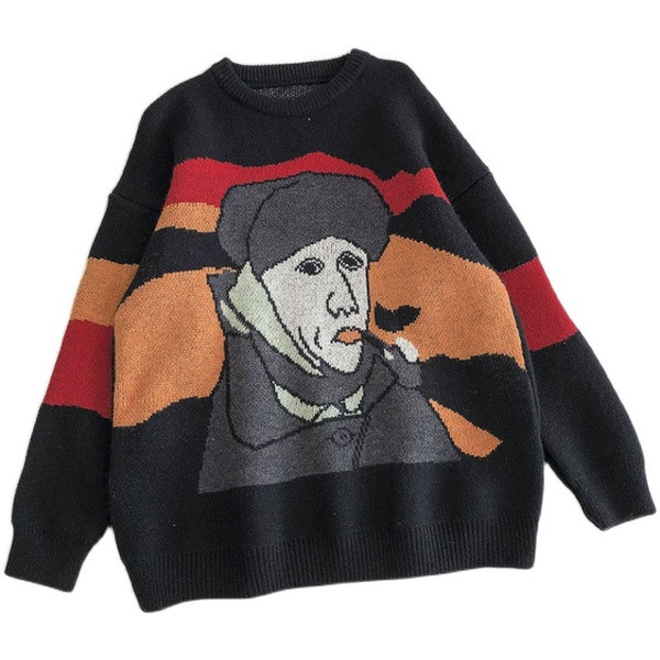 Ümmarguse kaelusega ja tikanditega vabaaja naiste kampsun