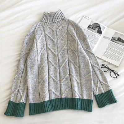 Casual γυναικείο πουλόβερ με κολάρο και μακριά μανίκια