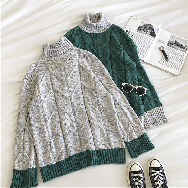 Casual γυναικείο πουλόβερ με κολάρο και μακριά μανίκια