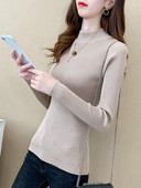 Γυναικείο casual πλεκτό πουλόβερ  με ψηλό γιακά