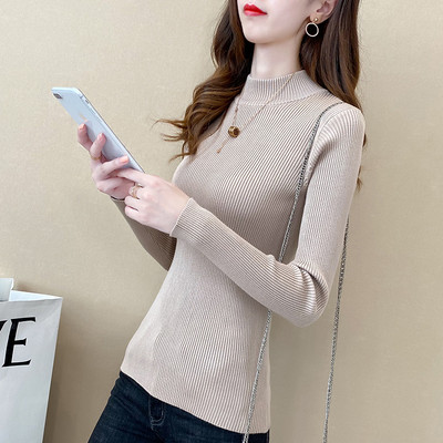 Γυναικείο casual πλεκτό πουλόβερ  με ψηλό γιακά