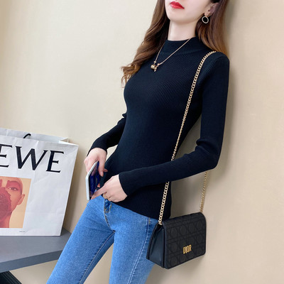 Γυναικείο casual πλεκτό πουλόβερ  με ψηλό γιακά