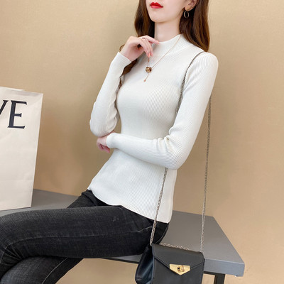 Γυναικείο casual πλεκτό πουλόβερ  με ψηλό γιακά