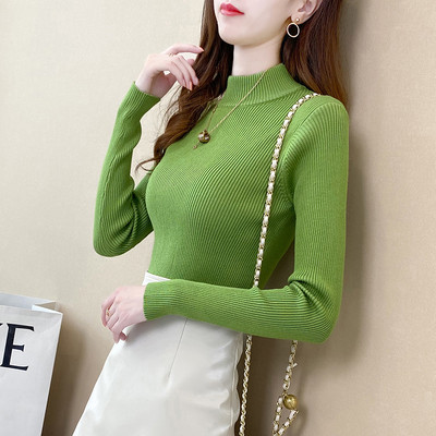 Γυναικείο casual πλεκτό πουλόβερ  με ψηλό γιακά