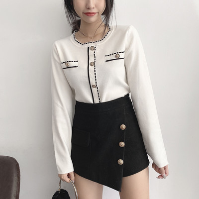 Kahes värvitoonis ovaalse kaelusega vabaaja naiste kampsun