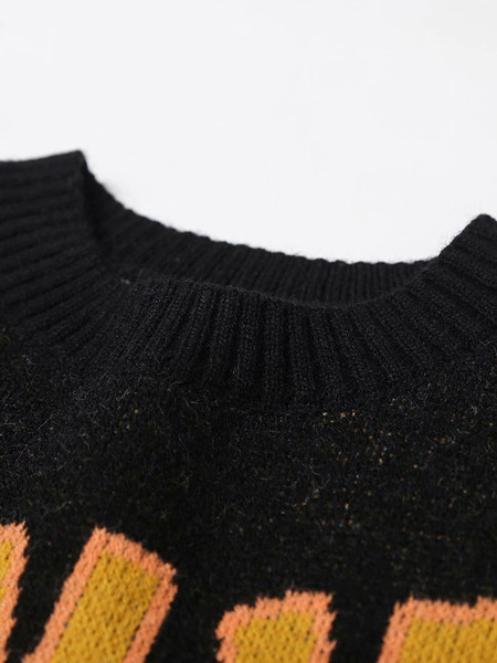 Γυναικείο μακρύ πουλόβερ με πολύχρωμες επιγραφές