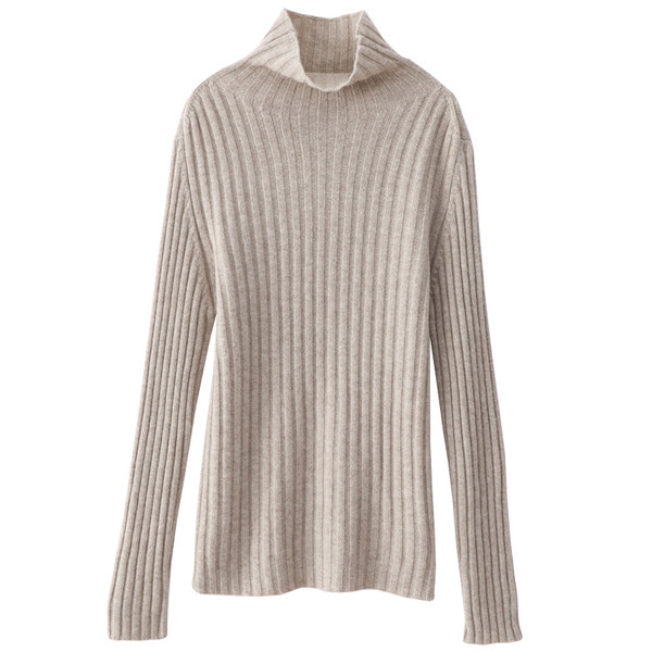 Γυναικείο casual πουλόβερ με υψηλό γιακά - φαρδύ μοντέλο