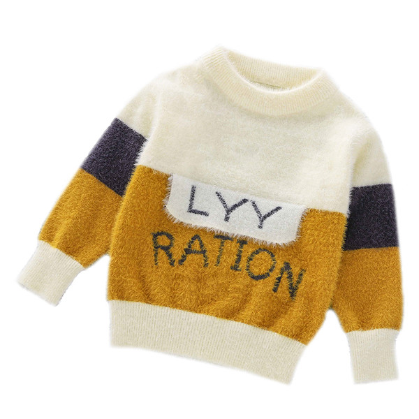 Modernus vaikiškas megztinis su apvalia iškirpte berniukams