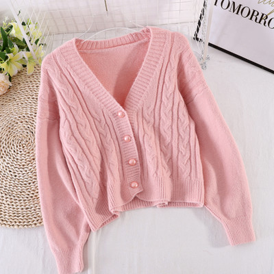 Дамска жилетка от тънко плетиво шпиц деколте