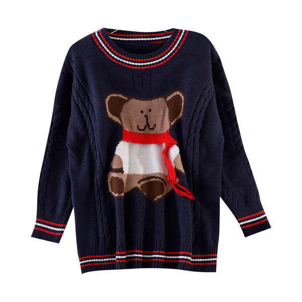 Γυναικείο casual πουλόβερ με απλικέ και μακριά μανίκια