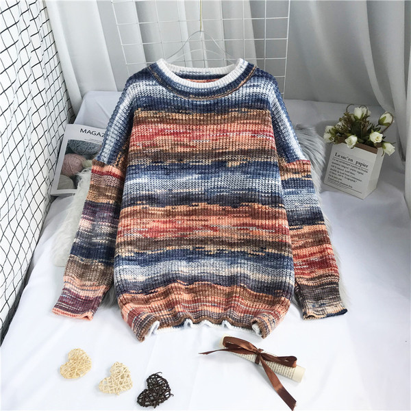 Νέο μοντέλο γυναικείο πουλόβερ με μακριά μανίκια και στρογγυλή λαιμόκοψη