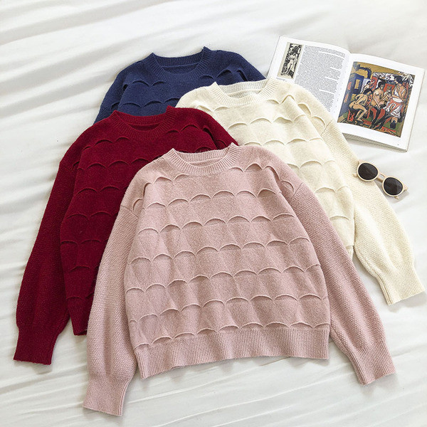 Casual γυναικείο πουλόβερ με οβάλ ντεκολτέ