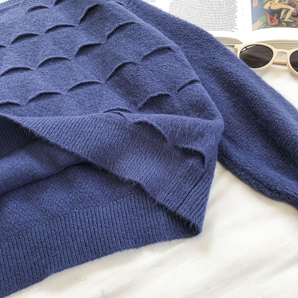 Casual γυναικείο πουλόβερ με οβάλ ντεκολτέ