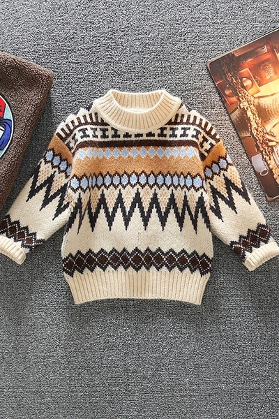 Πολύχρωμο παιδικό μακρυμάνικο πουλόβερ για αγόρια