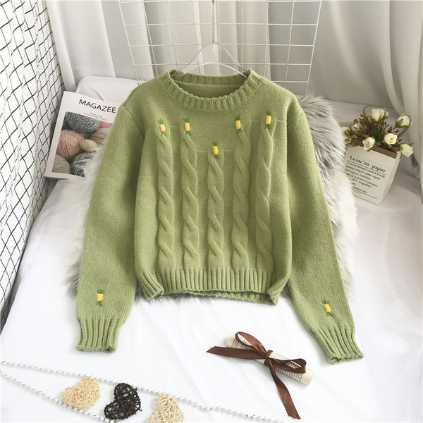 Moodne naiste kampsun ümara dekoltee ja tikandiga