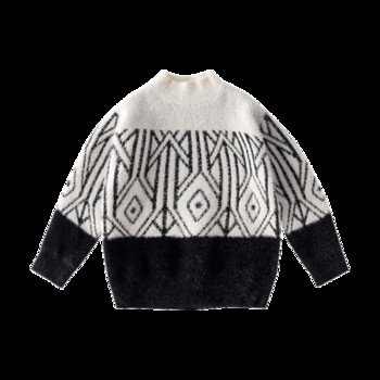 Παιδικό πλεκτό πουλόβερ με κολάρο πόλο για αγόρια