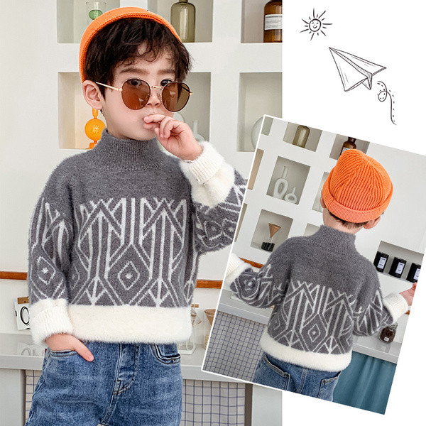 Laste kootud kampsun polo kraega poistele