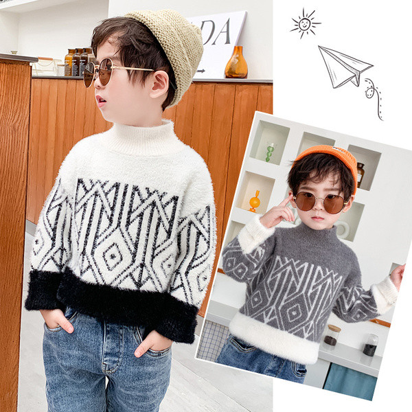 Laste kootud kampsun polo kraega poistele