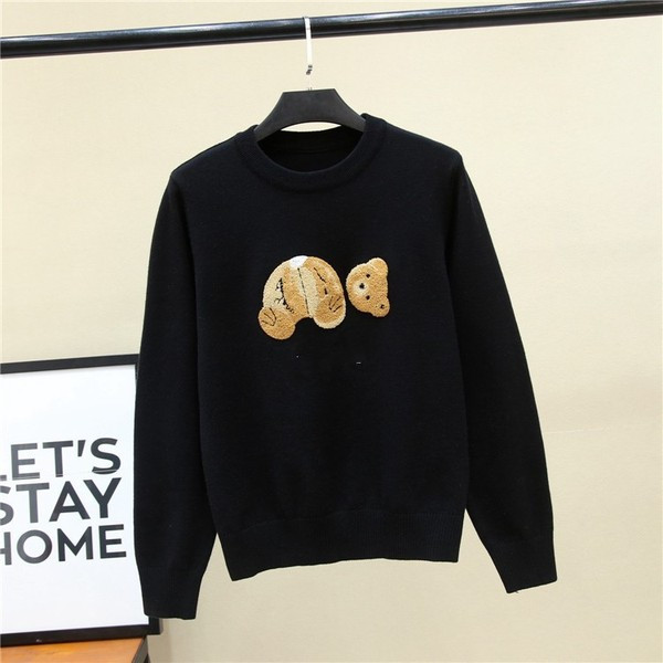 Γυναικείο casual πουλόβερ με οβάλ ντεκολτέ και απλικέ αρκουδάκι