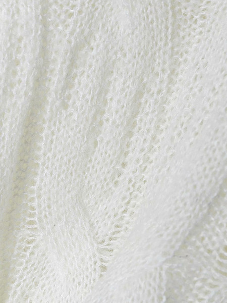 Γυναικείο λεπτό πλεκτό πουλόβερ με λαιμόκοψη και μακριά μανίκια