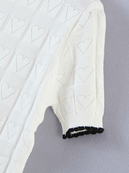 Λεπτή πλεκτή μπλούζα με κοντά μανίκια