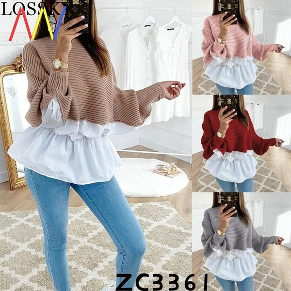 Модерен пуловер за жени асиметричен модел