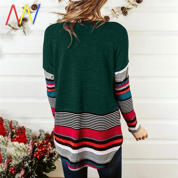 Γυναικείο ριγέ πουλόβερ μακρύ μοντέλο