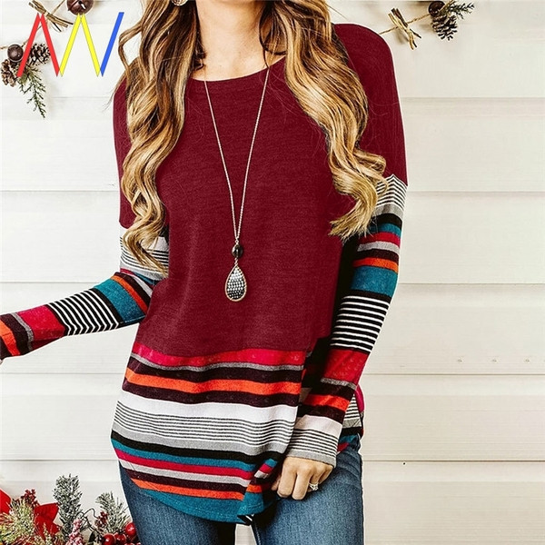 Γυναικείο ριγέ πουλόβερ μακρύ μοντέλο