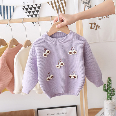 Модерен детски пуловер с 3D елементи за момичета