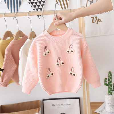 Модерен детски пуловер с 3D елементи за момичета