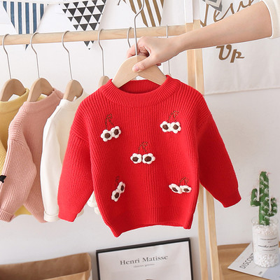 Модерен детски пуловер с 3D елементи за момичета