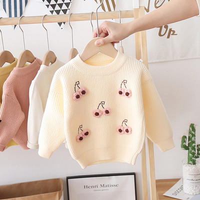 Модерен детски пуловер с 3D елементи за момичета