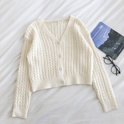 Ежедневна дамска жилетка с копчета и шпиц деколте