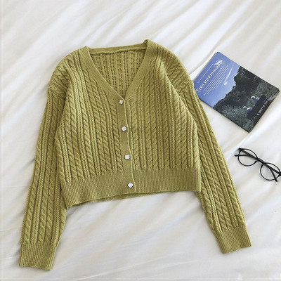 Ежедневна дамска жилетка с копчета и шпиц деколте