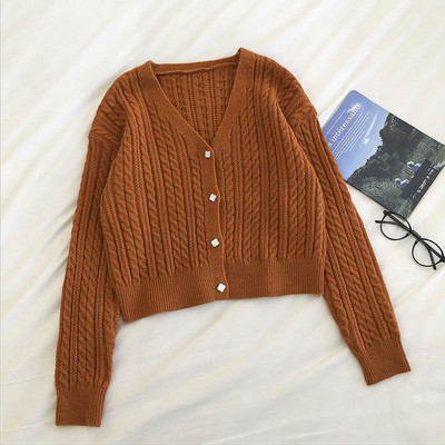 Ежедневна дамска жилетка с копчета и шпиц деколте