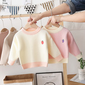 Moodne tikandiga ja ümara kaelusega laste kampsun tüdrukutele