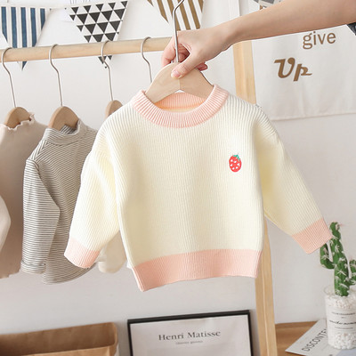 Moodne tikandiga ja ümara kaelusega laste kampsun tüdrukutele