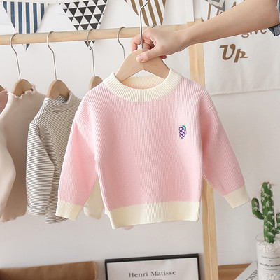 Moodne tikandiga ja ümara kaelusega laste kampsun tüdrukutele