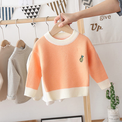 Moodne tikandiga ja ümara kaelusega laste kampsun tüdrukutele