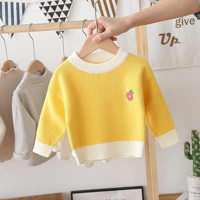 Moodne tikandiga ja ümara kaelusega laste kampsun tüdrukutele