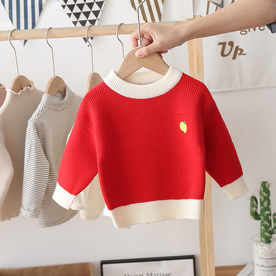 Moodne tikandiga ja ümara kaelusega laste kampsun tüdrukutele