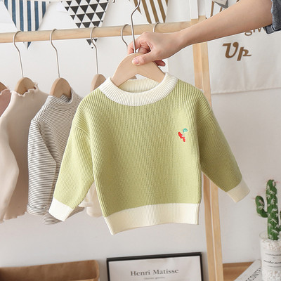 Moodne tikandiga ja ümara kaelusega laste kampsun tüdrukutele