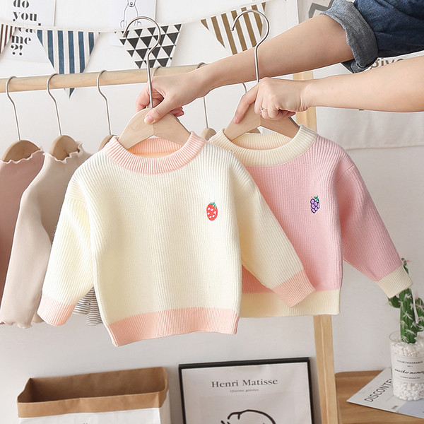 Moodne tikandiga ja ümara kaelusega laste kampsun tüdrukutele